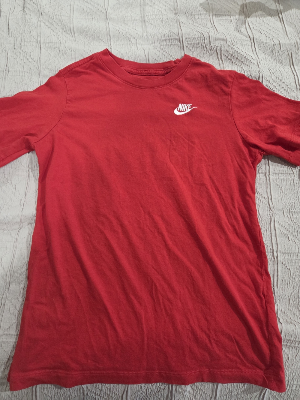 Nike Kids Red Short Sleeve Crew Tee with White Logo